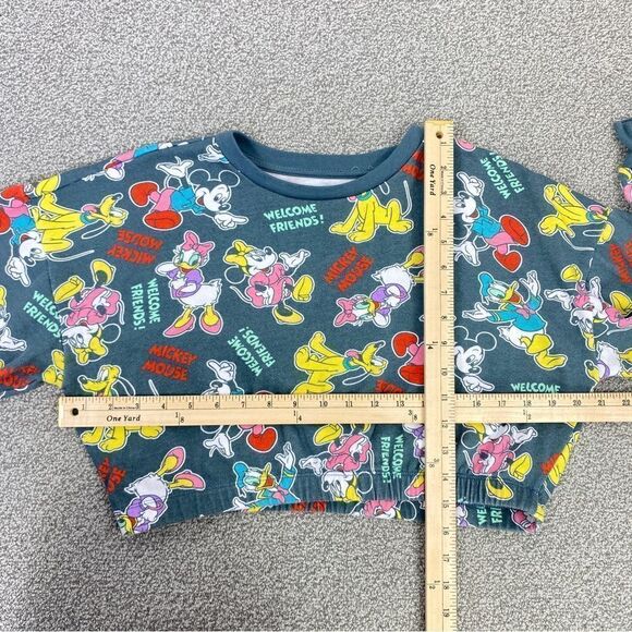 Disney Mickey Mouse And Friends Crop Sweatshirt Gray Multi Medium - Picture 11 of 12